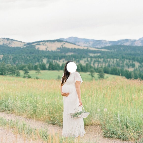 Baltic Born Evelyn Smocked Maxi Dress in Off White Deep V Neck - Picture 3 of 11